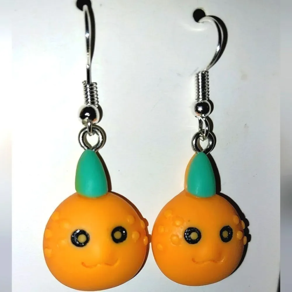 Pumpkin Head Super Cute Festive Holiday Earrings